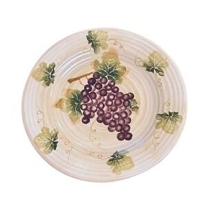 Grape Vine Serving Plate Round 11" Ceramic Tuscan Vineyard Style Rustic Cottage